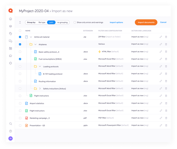 Import - Group by path