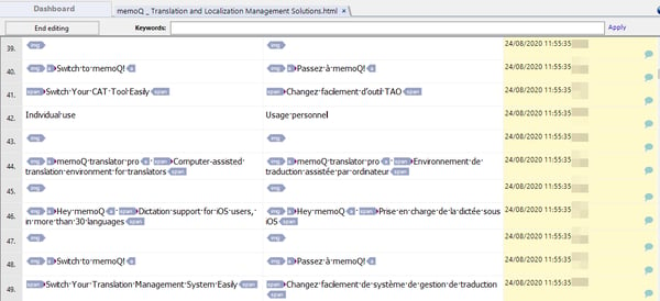 Imported xliff files can be edited just like a translation job, you can also join and split segments.