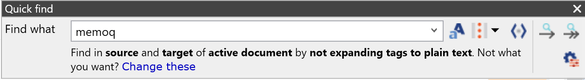 Quick Find  - memoQ
